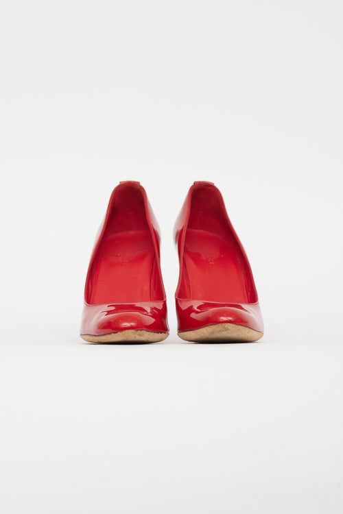 Gucci Red Patent Leather Round Toe Pump