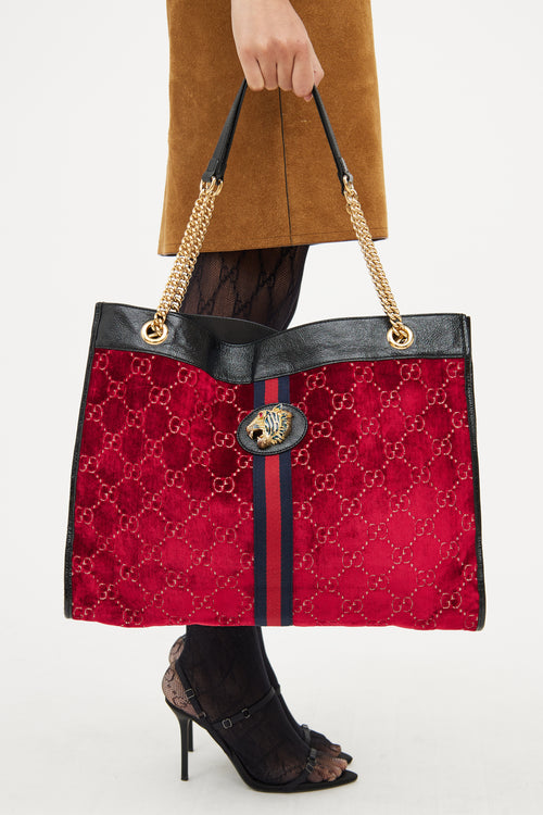 Red Rajah Velvet Tote Bag