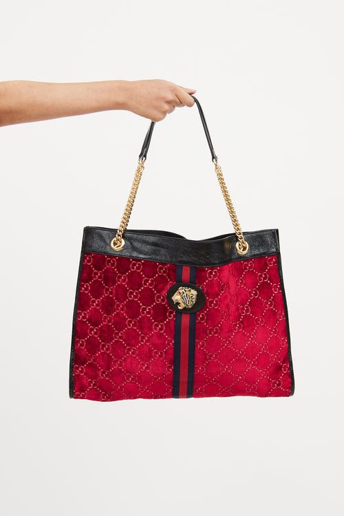 Red Rajah Velvet Tote Bag