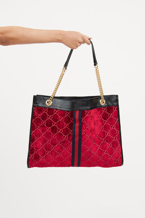 Red Rajah Velvet Tote Bag