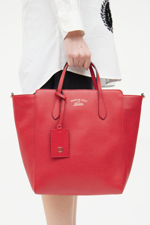 Gucci Red Swing Leather Tote Bag