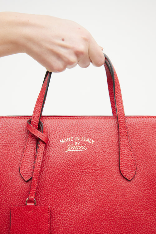 Gucci Red Swing Leather Tote Bag