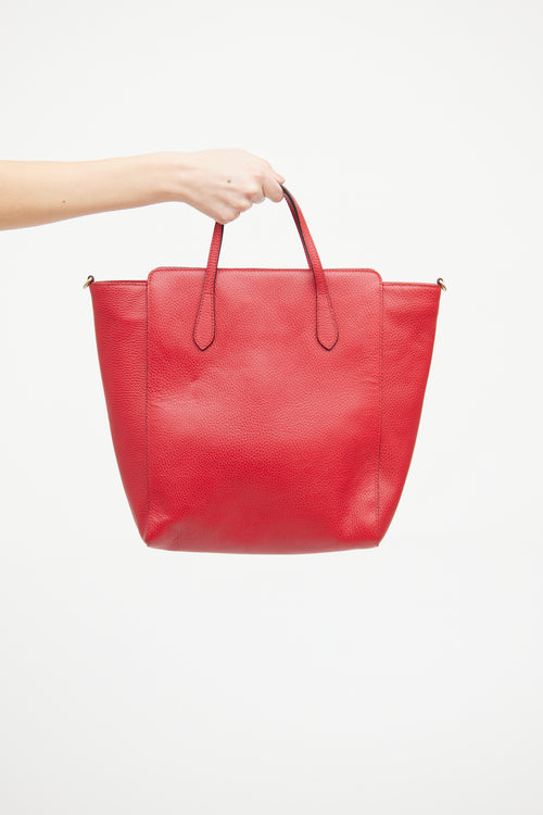 Gucci Red Swing Leather Tote Bag