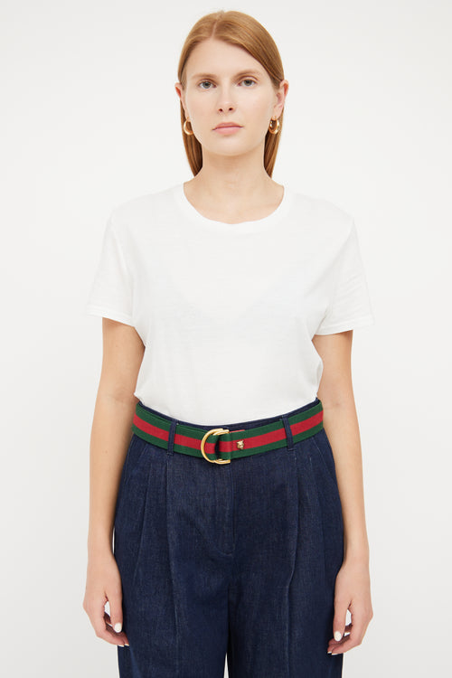 Gucci Red 
Green Striped Web Belt