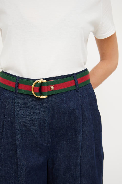 Gucci Red 
Green Striped Web Belt