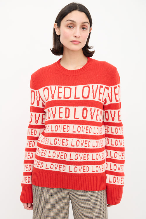 Gucci Red 
White Love Jacquard Sweater