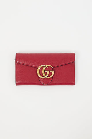 Gucci Red 
Gold Double G Continental Wallet