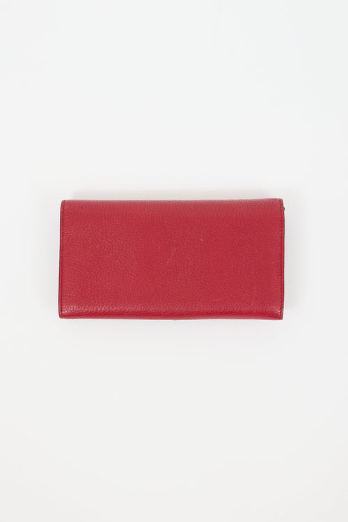 Gucci Red 
Gold Double G Continental Wallet