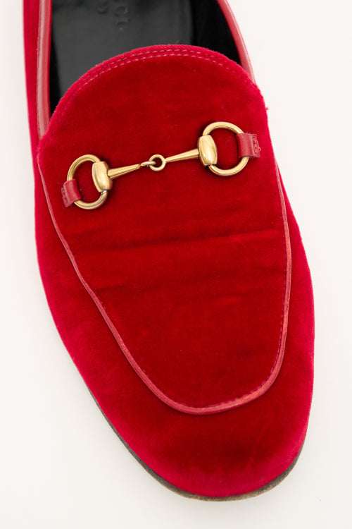 Gucci Red Velvet Jordaan Loafer