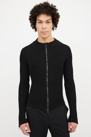 Gucci Ribbed Zip Up Sweater