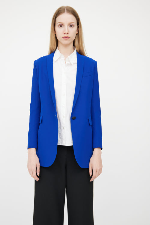 Gucci Royal Blue Silk Shawl Collar Blazer