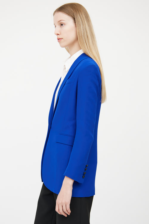 Gucci Royal Blue Silk Shawl Collar Blazer