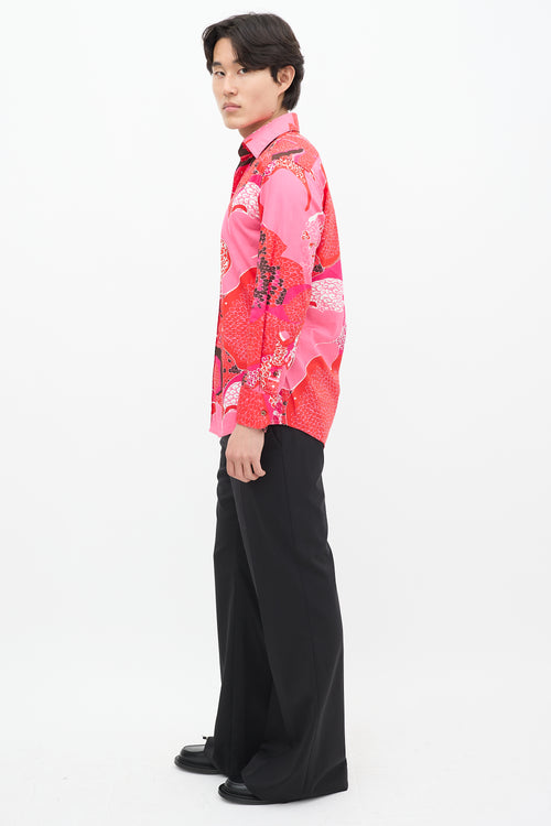 Gucci SS 1999 Pink 
Multicolour Floral Shirt