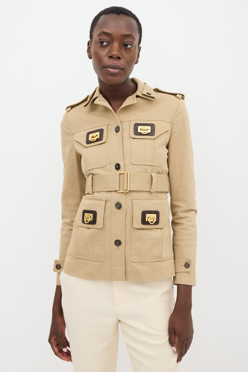 Gucci SS 2009 Beige Belted Safari Jacket