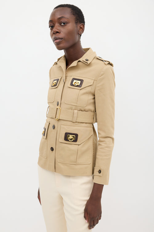 Gucci SS 2009 Beige Belted Safari Jacket