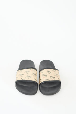 Gucci SS 2018 Beige 
Black Rubber Logo Slide