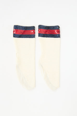 Gucci Sequin Webbright Socks