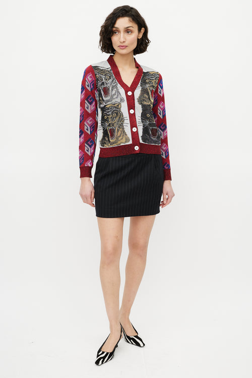 Gucci Silver 
Multicolour Metallic Graphic Cardigan