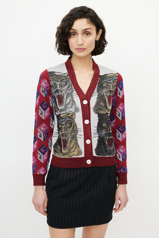 Gucci Silver 
Multicolour Metallic Graphic Cardigan