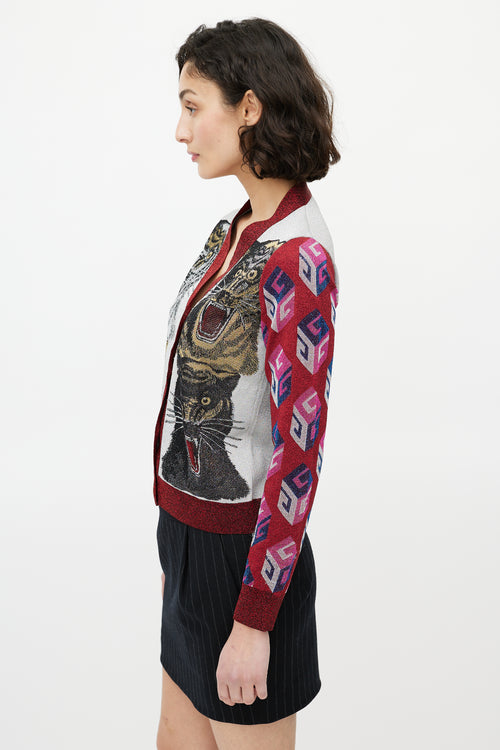 Gucci Silver 
Multicolour Metallic Graphic Cardigan