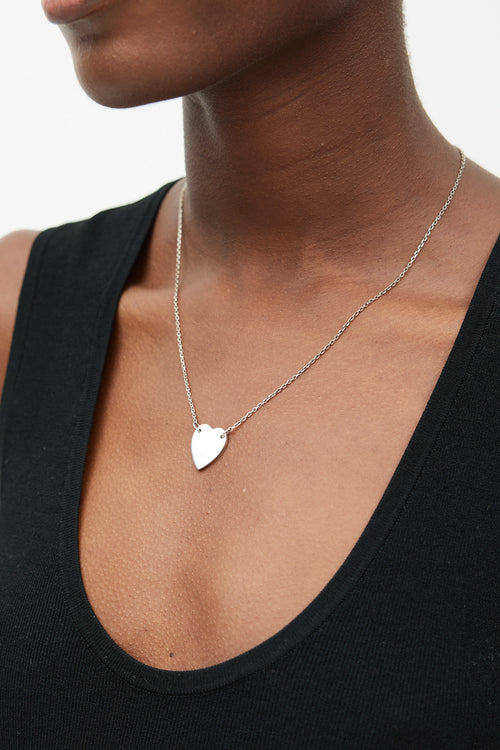 Gucci Sterling Silver Heart Logo Tag Necklace