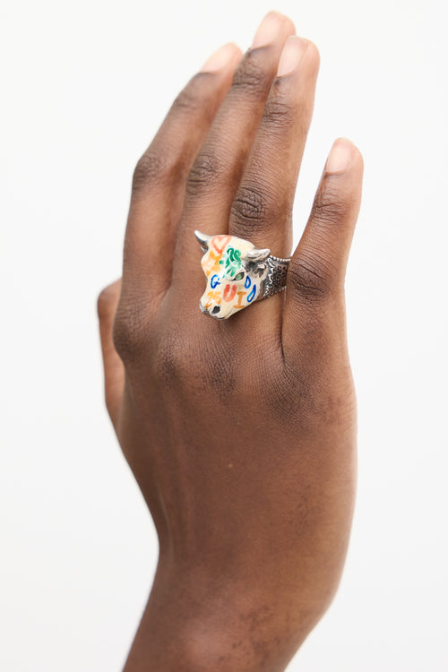 Gucci Sterling Silver 
Multicolour Anger Forest Ring