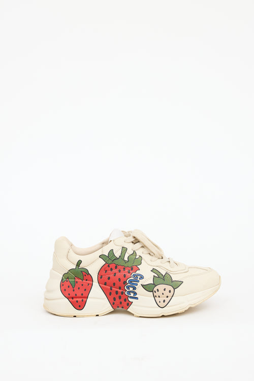 Gucci Beige 
Multicolour Leather Rhyton Strawberry Sneaker