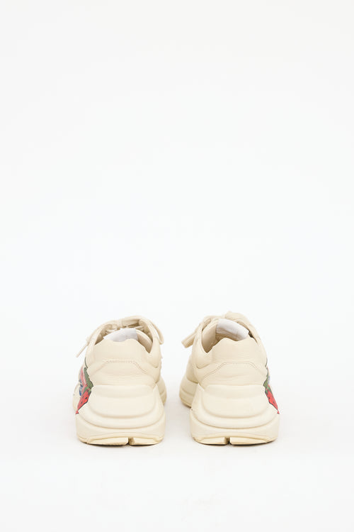 Gucci Beige 
Multicolour Leather Rhyton Strawberry Sneaker