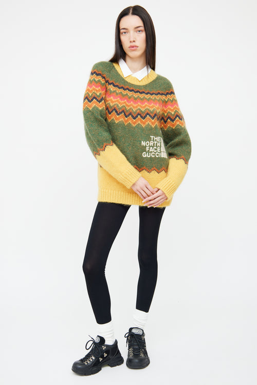 Gucci Green 
Yellow Knit Sweater