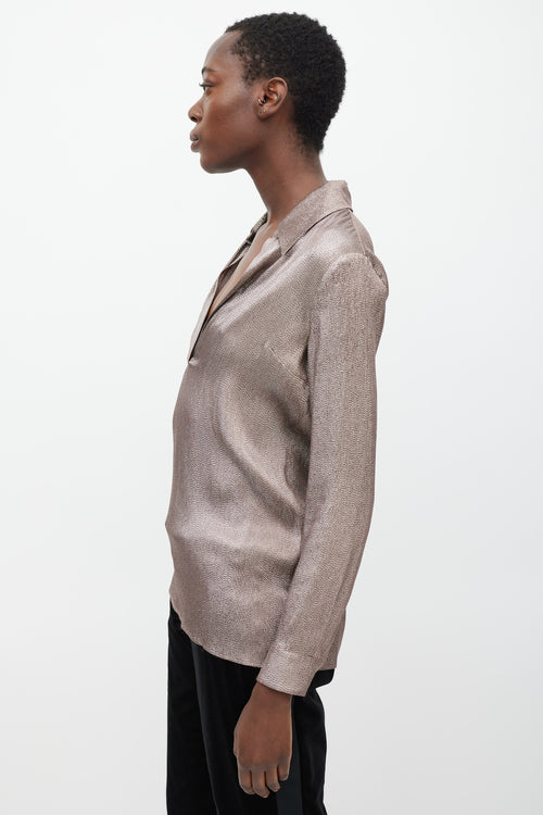 Gucci Taupe Sparkly V-Neck Top