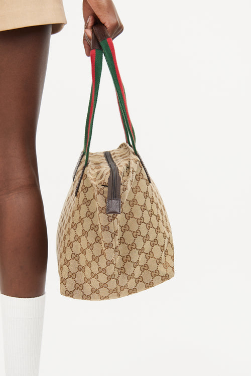 Gucci Brown GG Monogram Zipper Tote Bag