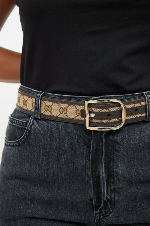 Gucci Brown GG Canvas Buckle Belt