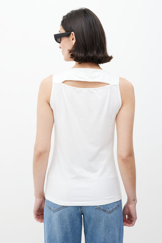 Gucci White Boatneck Stripe Detail Tank Top