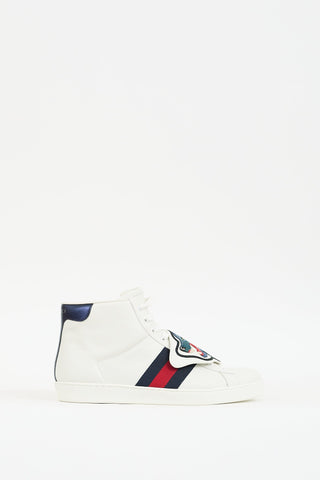 Gucci White 
Multi Leather Ace Web 
Patch Sneaker