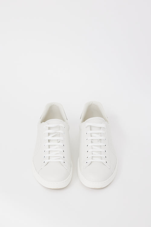 Gucci White 
Grey Leather Ace Interlocking GG Sneaker