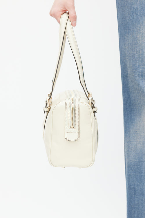 Gucci White Leather Britt Boston Bag