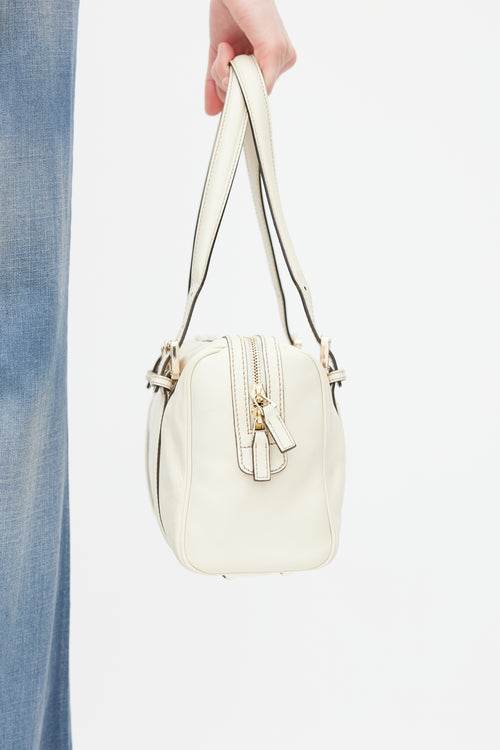 Gucci White Leather Britt Boston Bag