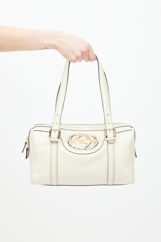 Gucci White Leather Britt Boston Bag