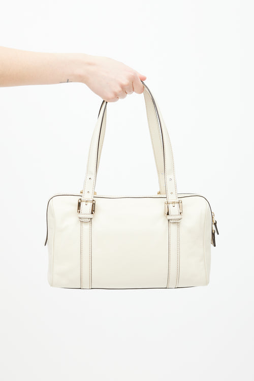 Gucci White Leather Britt Boston Bag