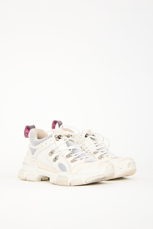 Gucci White Leather Flashtrek Sneaker