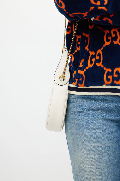 Gucci White Leather Mini GG Marmont Bag