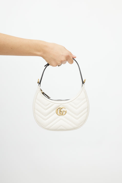 Gucci White Leather Mini GG Marmont Bag