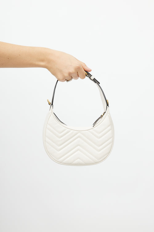 Gucci White Leather Mini GG Marmont Bag