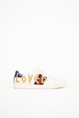 Gucci White Leather Ace Loved Sneaker