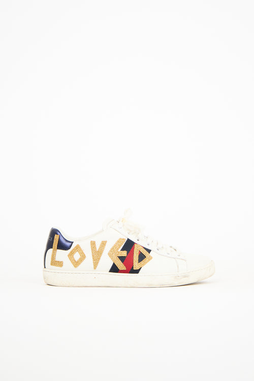 Gucci White Leather Ace Loved Sneaker