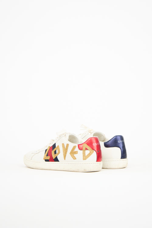 Gucci White Leather Ace Loved Sneaker