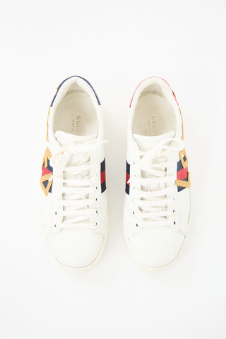 Gucci White Leather Ace Loved Sneaker