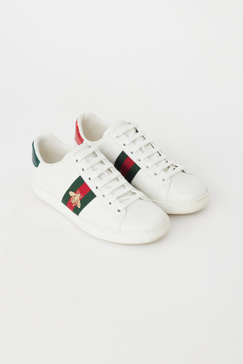 Gucci White 
Multi Leather Ace Bee Sneaker