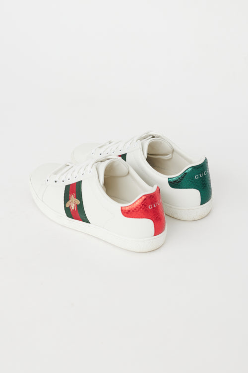 Gucci White 
Multi Leather Ace Bee Sneaker