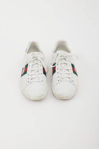 Gucci White Leather Ace  Sneaker